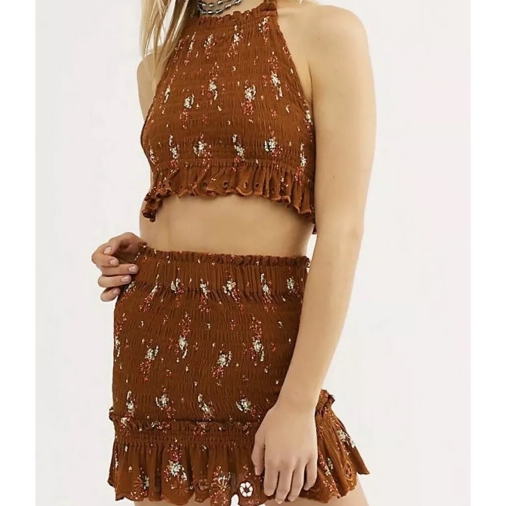 FREE PEOPLE MISS LOUISE SET CROP TOP & MINI SKIRT Z123-17